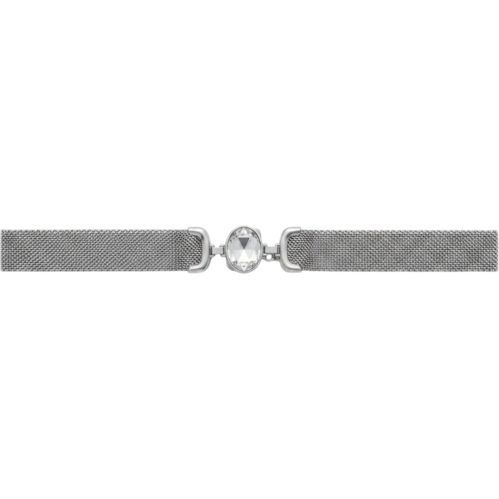 Womens Silver Tone Mesh Belt Oval Crystal Accent Adjustable Chain Fair